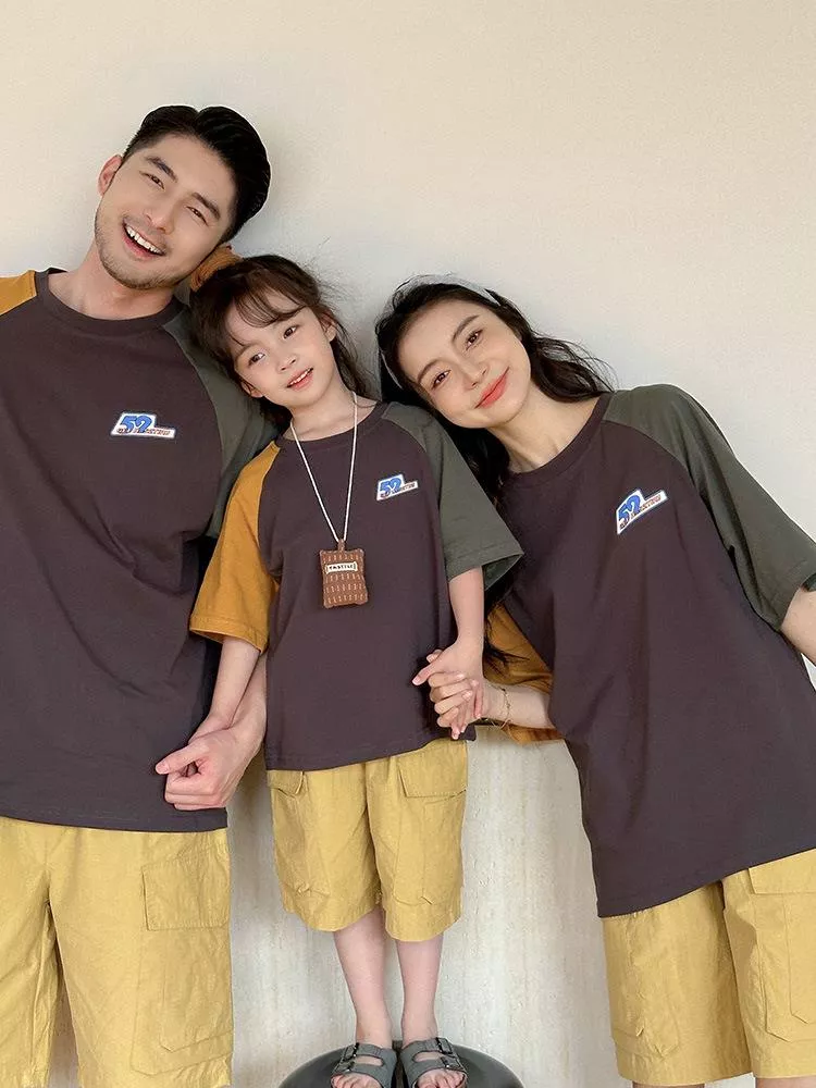 親子裝 預購 - 拼接袖上衣 & 短褲  R017