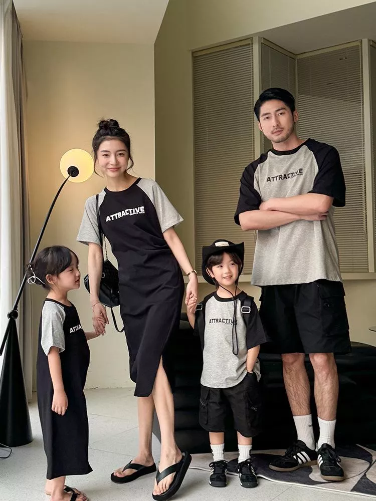 親子裝 預購 - 拼接字母上衣 & 洋裝  R018