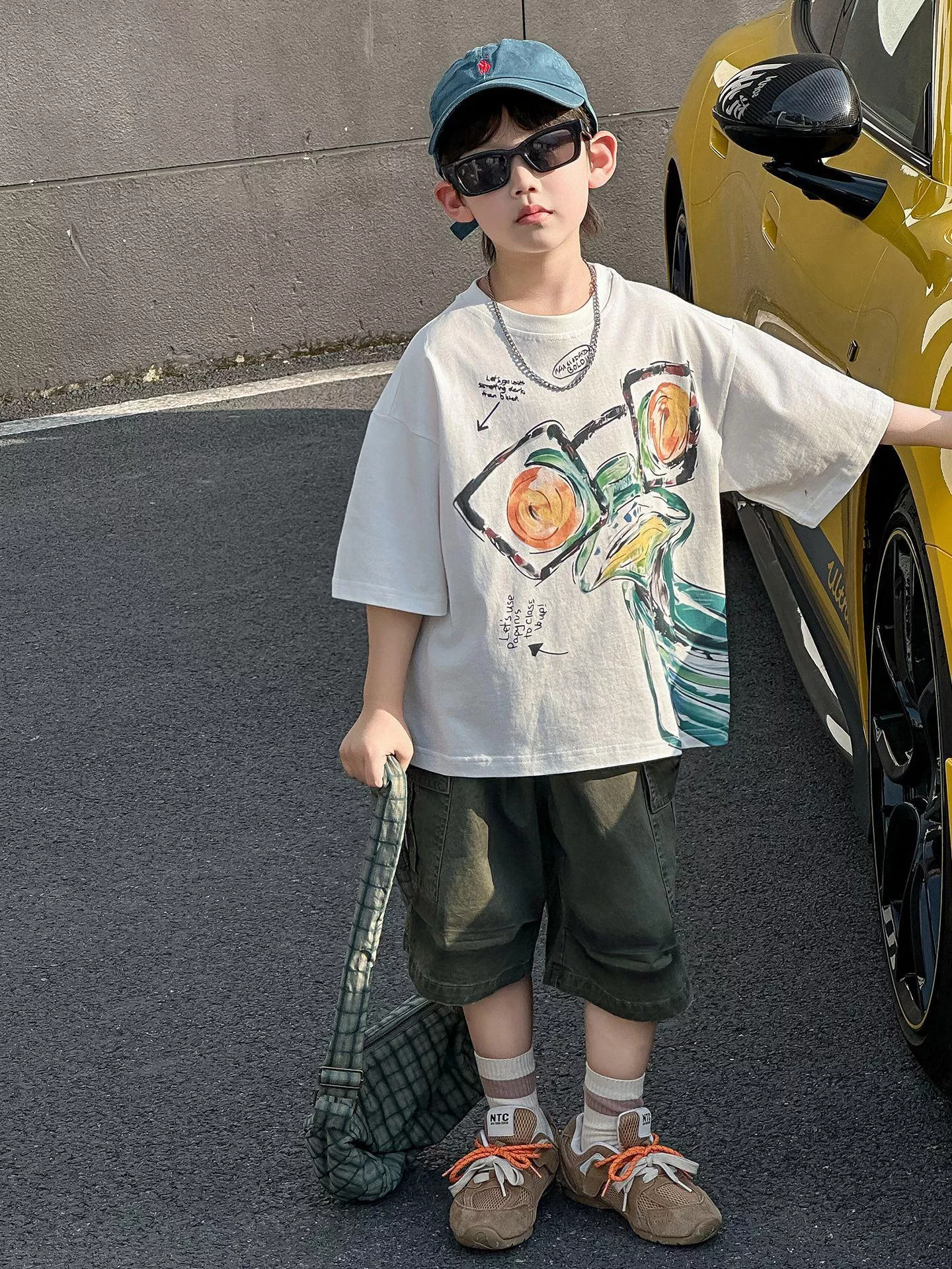 韓版預購 抽象圖案短袖上衣 & 短褲 （90～150）