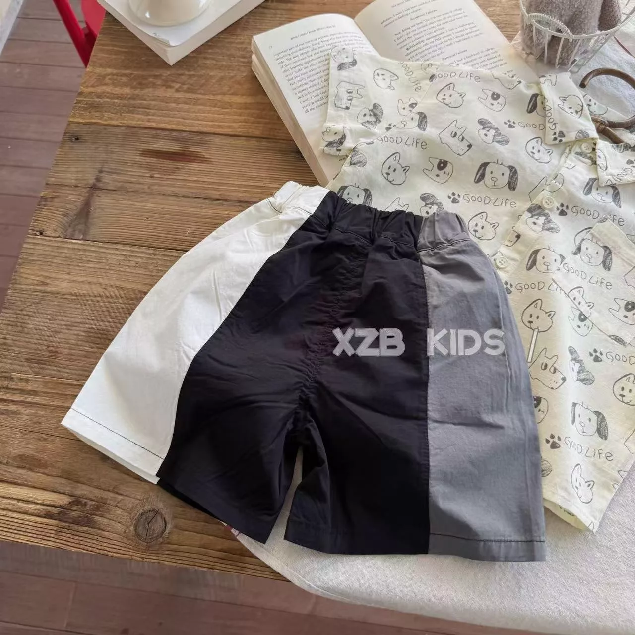 韓版預購 韓版男童 撞色拼接休閒短褲 （80～140）