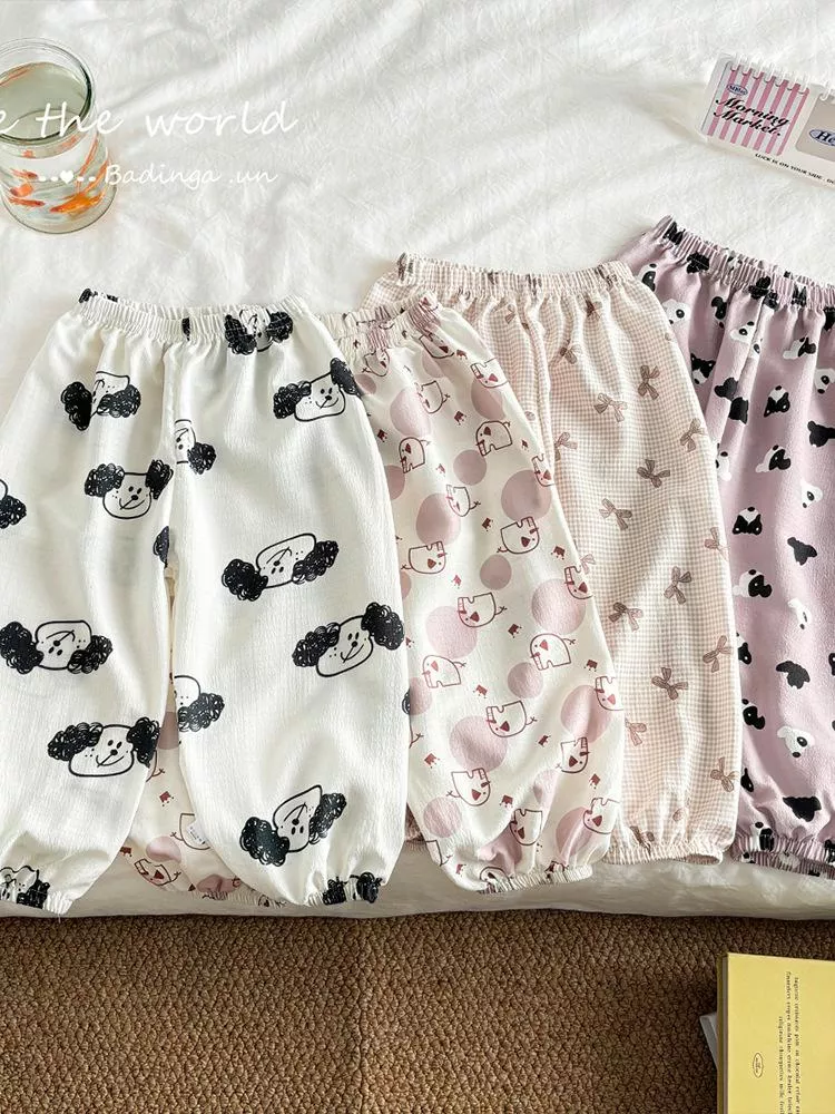 韓版預購  雲朵棉滿版縮口褲（90～150）