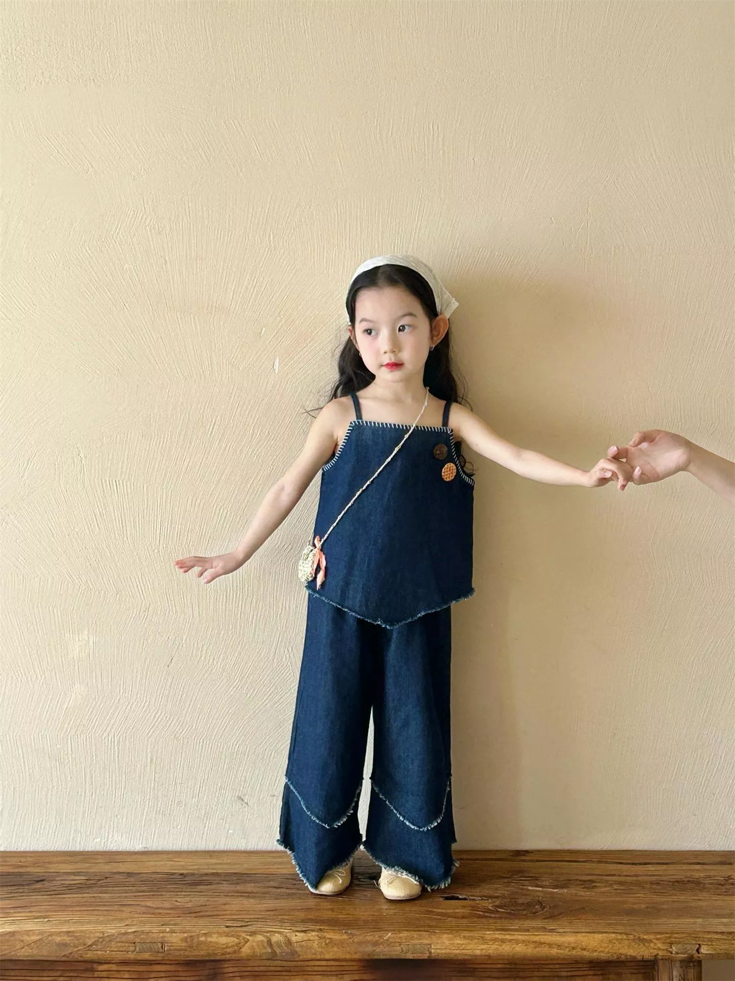 韓版預購 牛仔造型背心 & 牛仔寬褲（90～140）