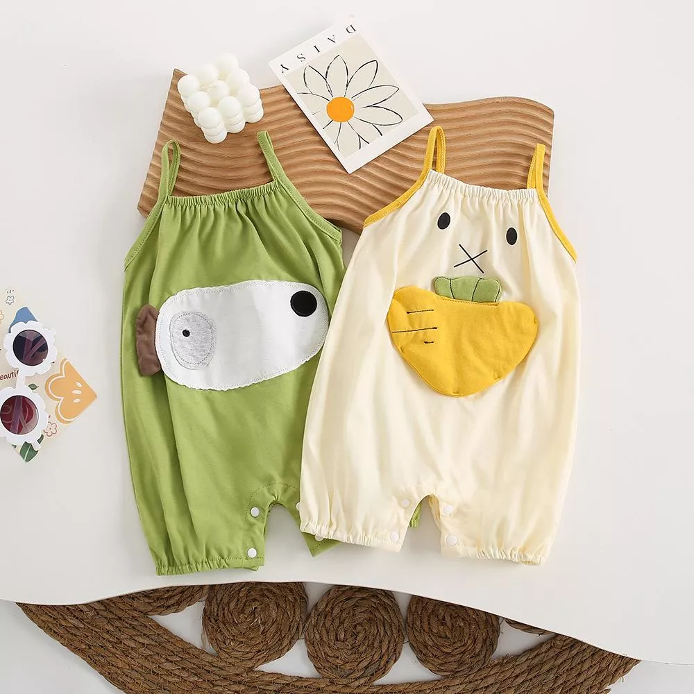 韓版預購 寶寶系列 繡布吊帶連身衣（66~90）