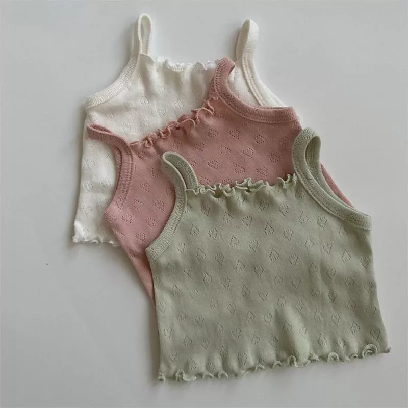 韓版預購 寶寶系列 愛心木耳邊細肩帶背心 (73~100)