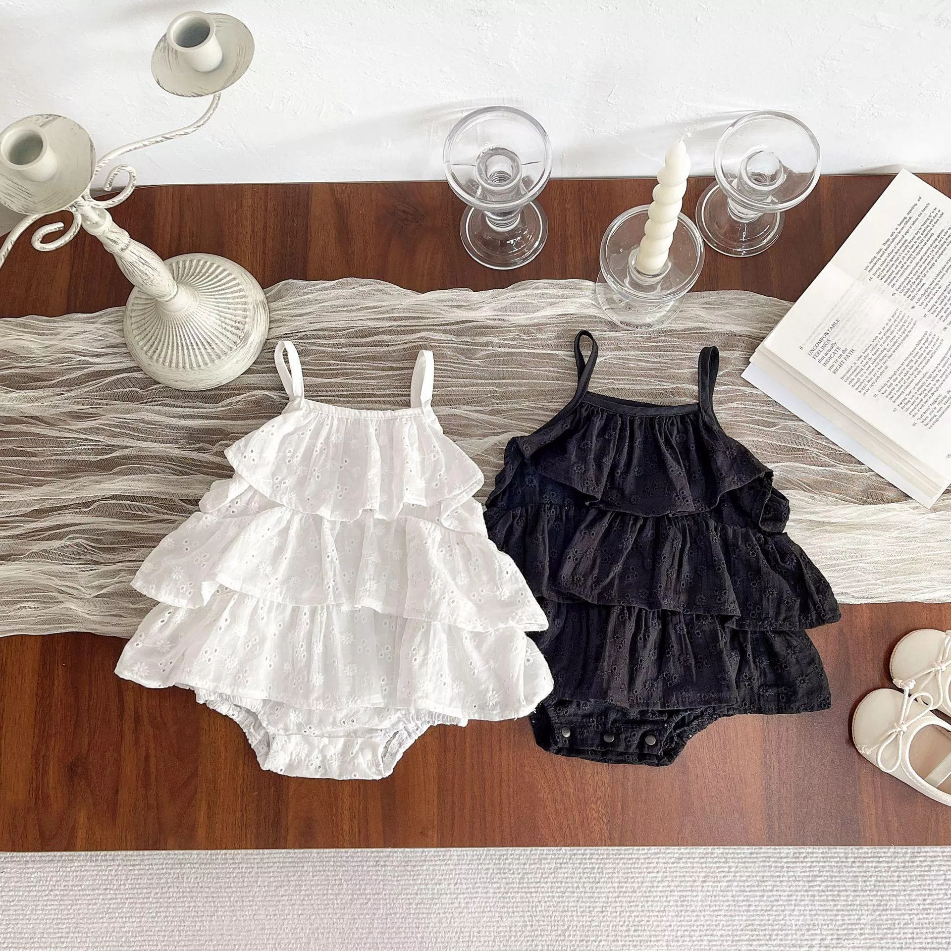 韓版預購 寶寶系列 度假氣質蛋糕吊帶包屁裙（66~90）