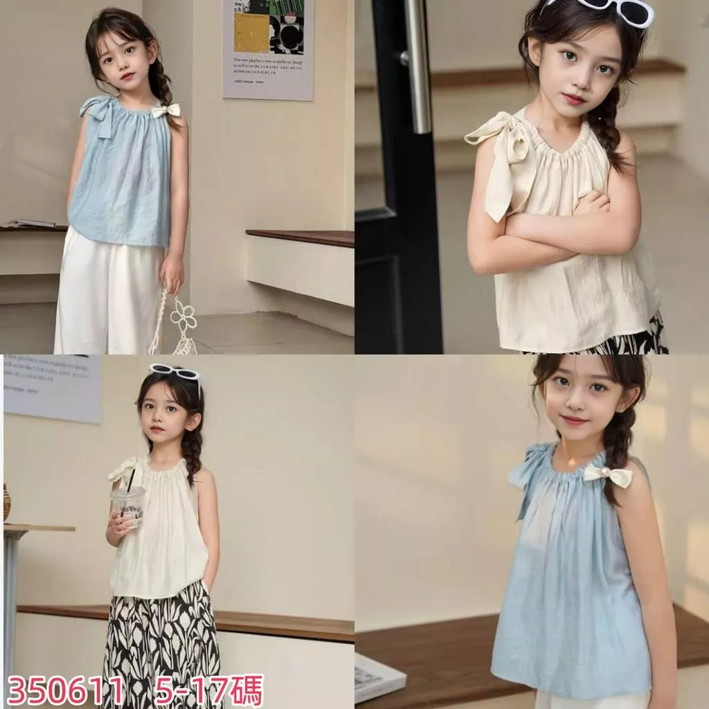北屯實體店❤現貨超柔感側綁帶造型上衣✩米米童著-E0496