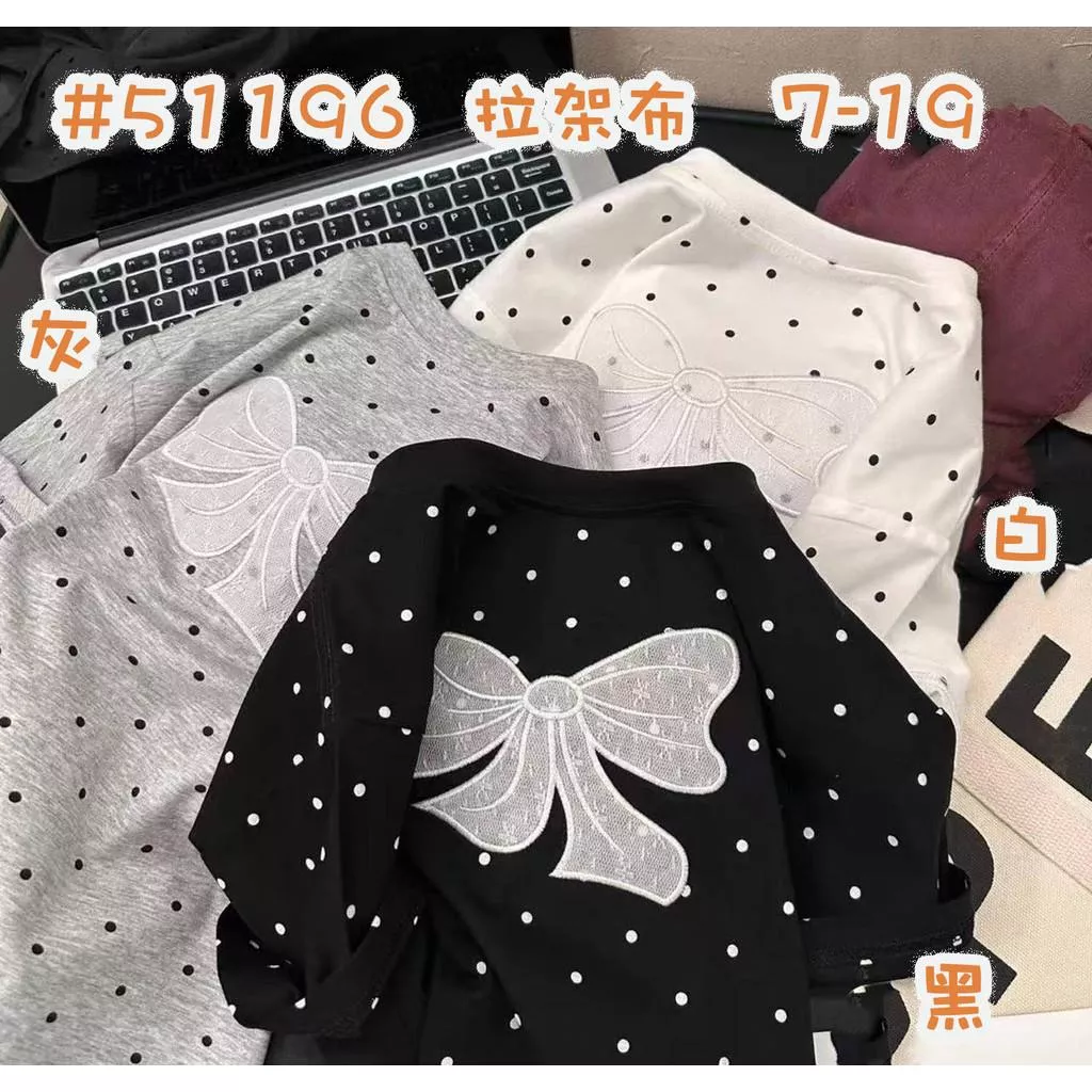 北屯實體店❤現貨波點蝴蝶結短袖上衣✩米米童著-E0368