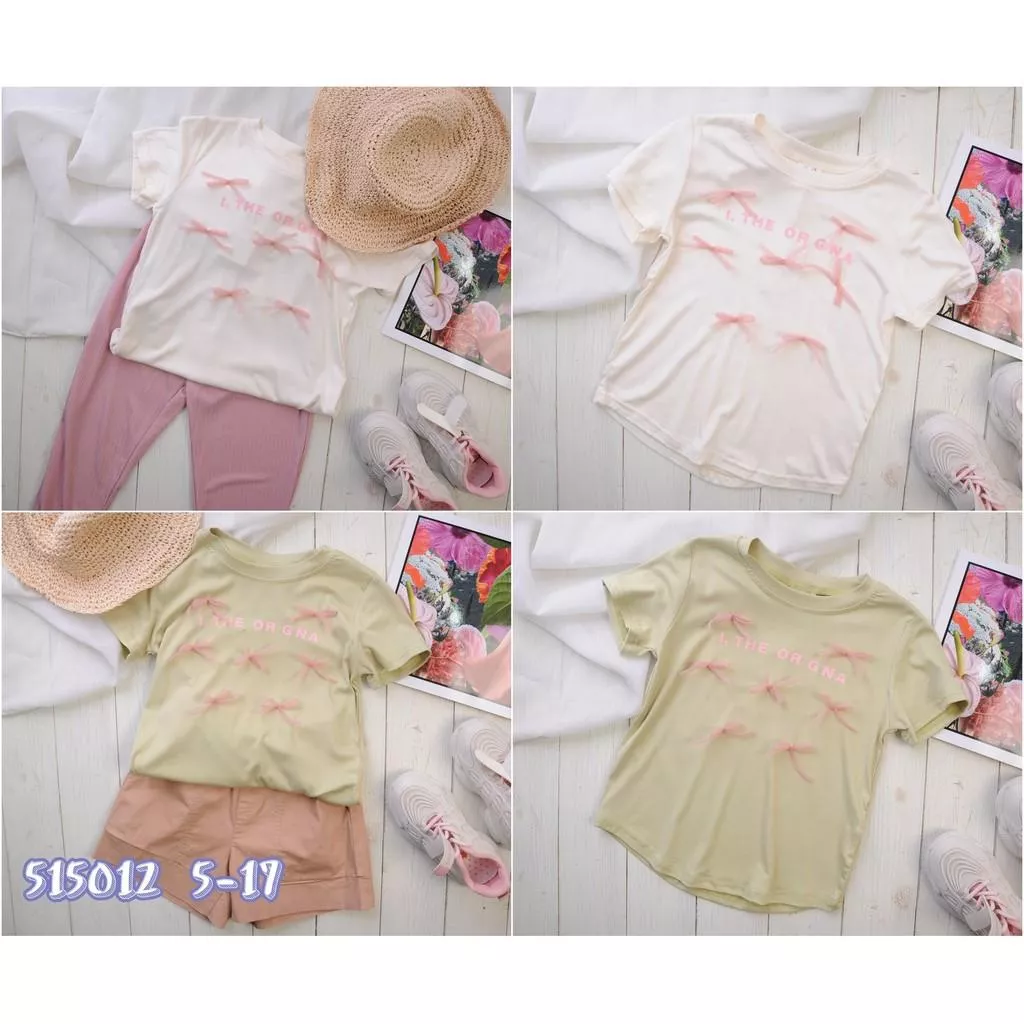 北屯實體店❤現貨超Q彈親膚 立體蝴蝶結造型短袖上衣✩米米童著-E0367