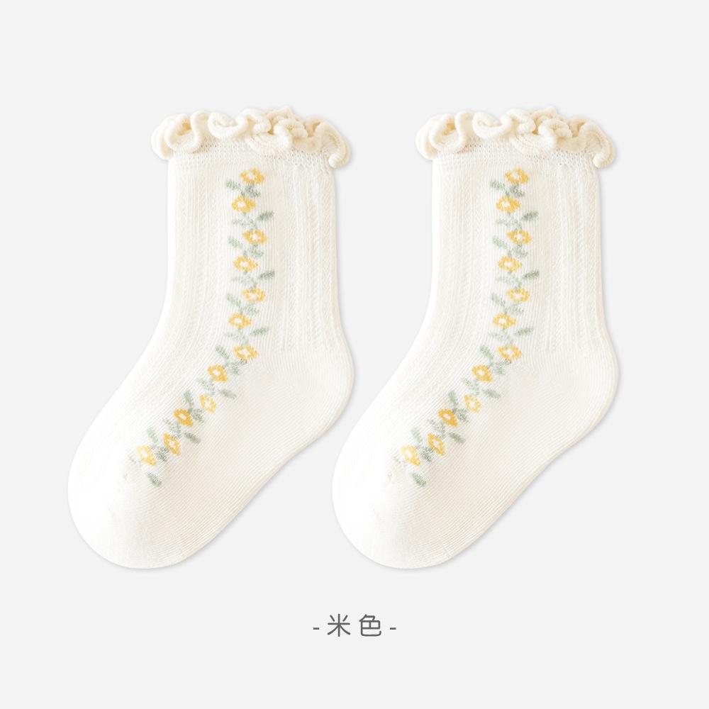 韓版預購 寶寶baby  網眼捲邊碎花襪襪 單雙 (S~L)