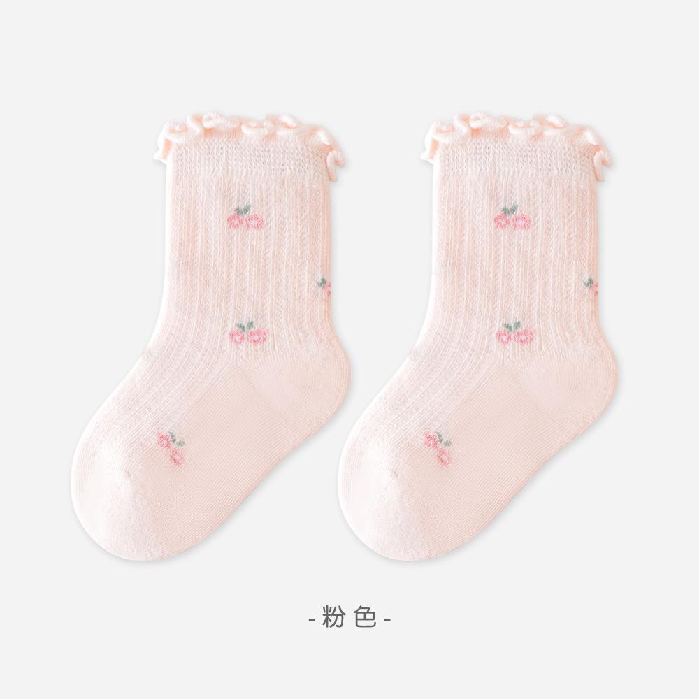 韓版預購 寶寶baby  網眼捲邊碎花襪襪 單雙 (S~L)