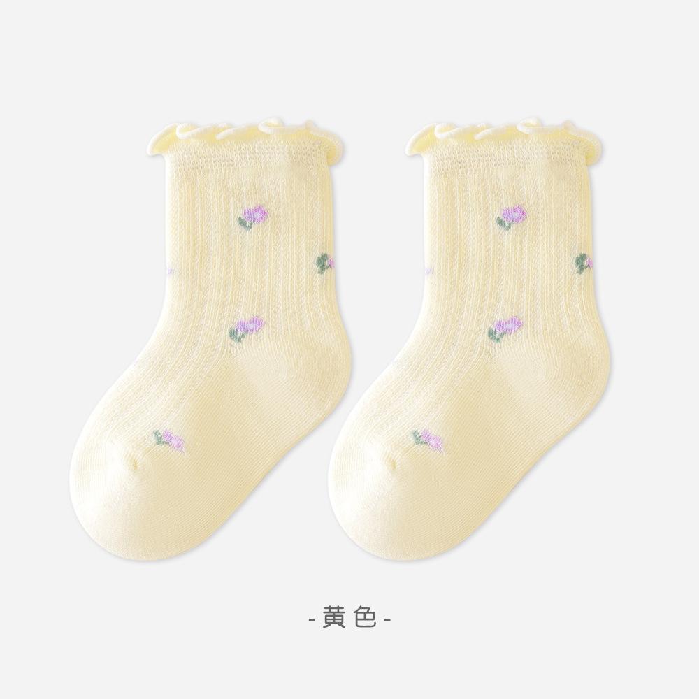 韓版預購 寶寶baby  網眼捲邊碎花襪襪 單雙 (S~L)
