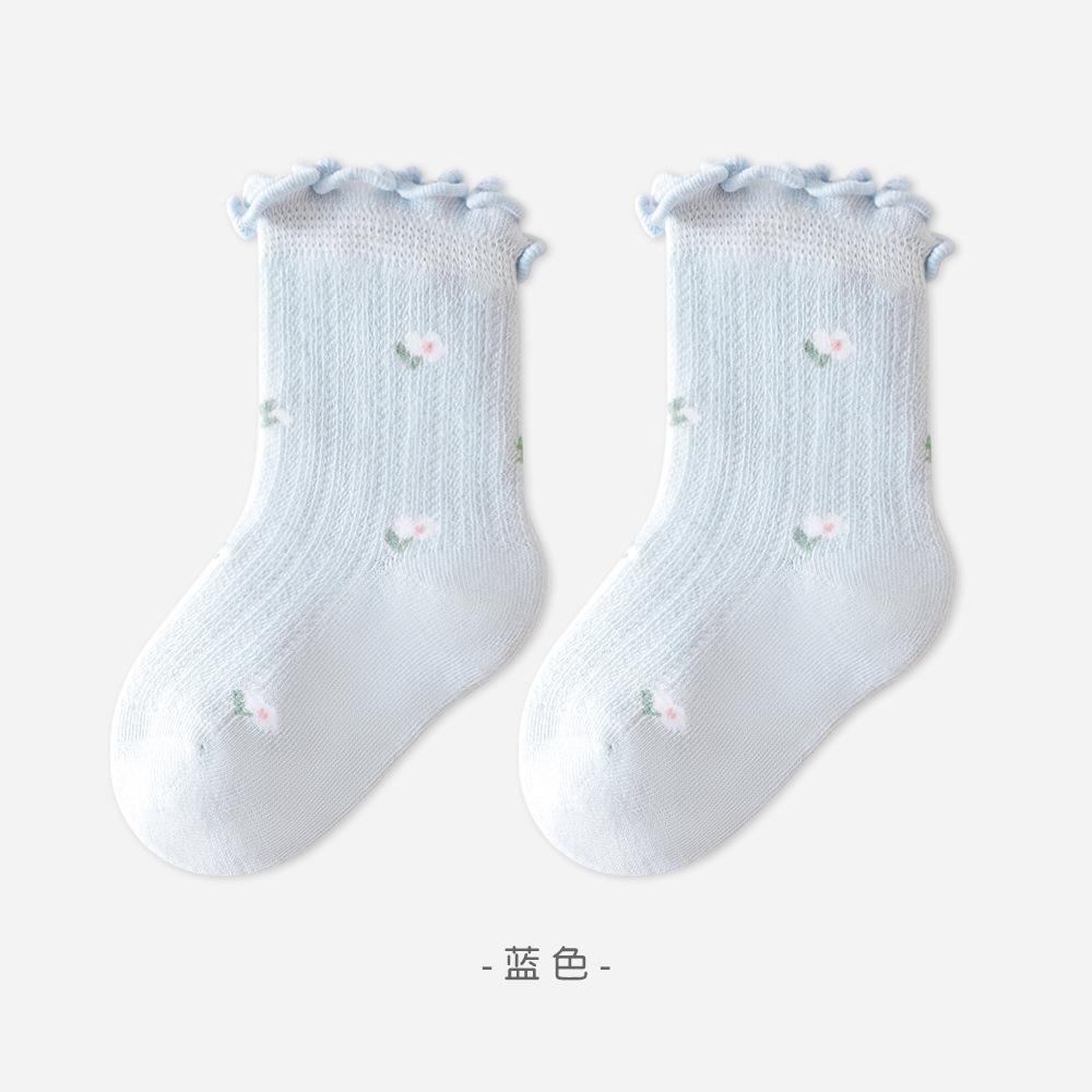 韓版預購 寶寶baby  網眼捲邊碎花襪襪 單雙 (S~L)