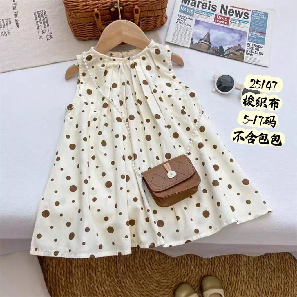 北屯實體店❤現貨 咖點點無袖洋裝✩米米童著-E0421