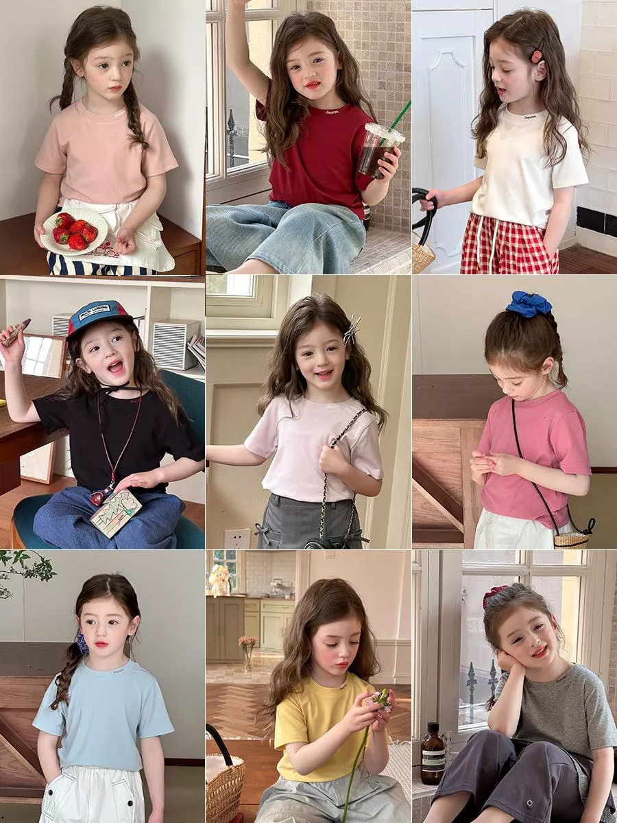 韓版預購 女童 羅紋設計感短袖上衣 (90~170)