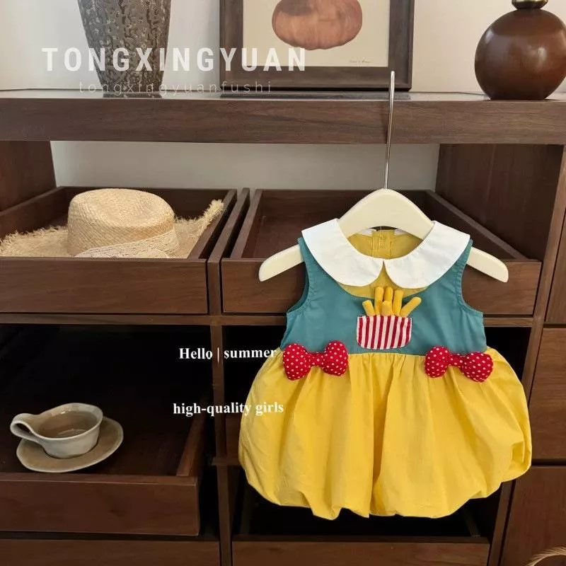 韓版預購 小姊妹款 童趣薯條洋裝 (80~130)