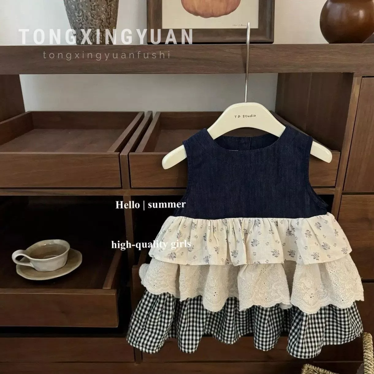 韓版預購 小姊妹款 拼接蛋糕洋裝 (80~140)