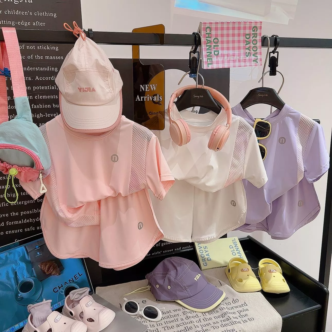 韓版預購 涼感速乾網眼短袖套裝 (80~170) 3色