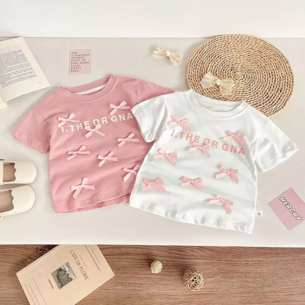 北屯實體店❤現貨 韓版 寶寶系列 純棉蝴蝶結短袖上衣✩米米童著-E0518