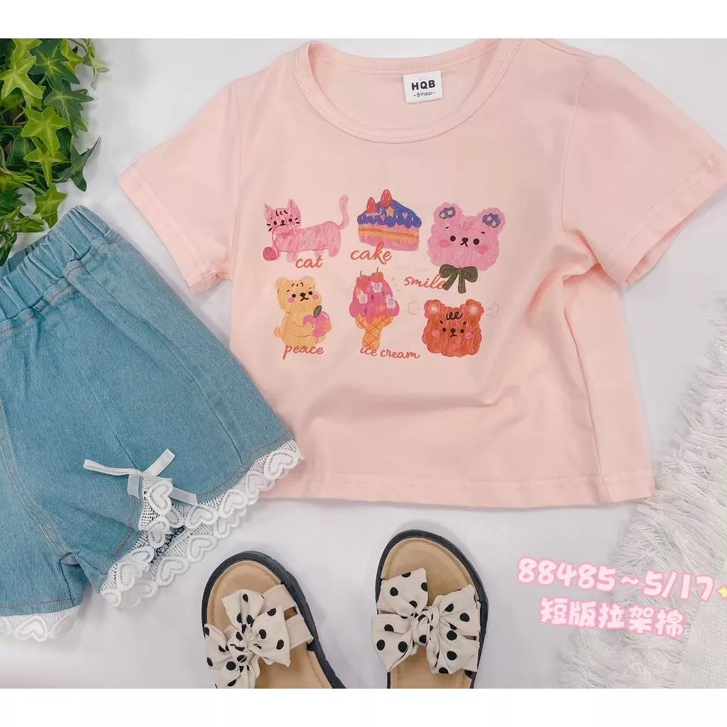 北屯實體店❤現貨 短版! 女寶蠟筆手繪風短袖上衣✩米米童著-E0530