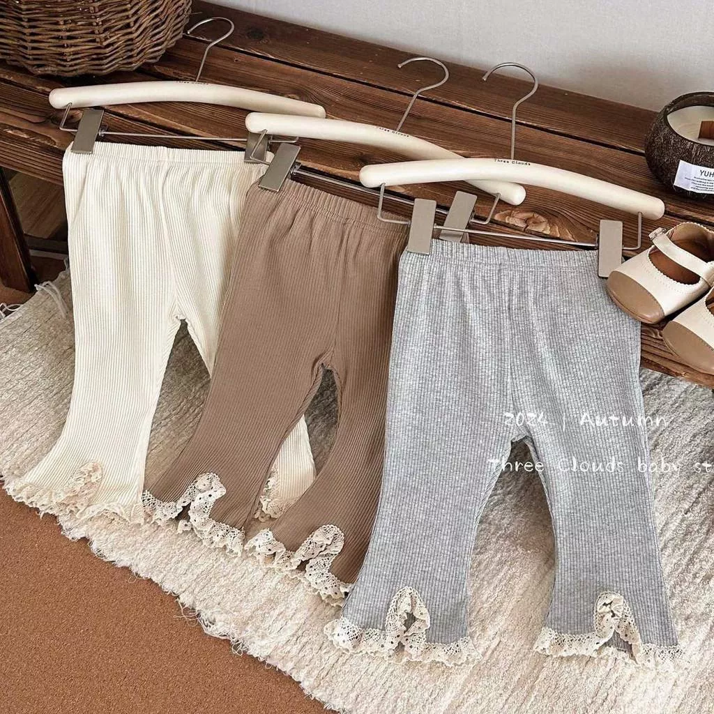 北屯實體店❤現貨 韓版 寶寶款 緹花坑條微喇叭褲✩米米童著-E0637