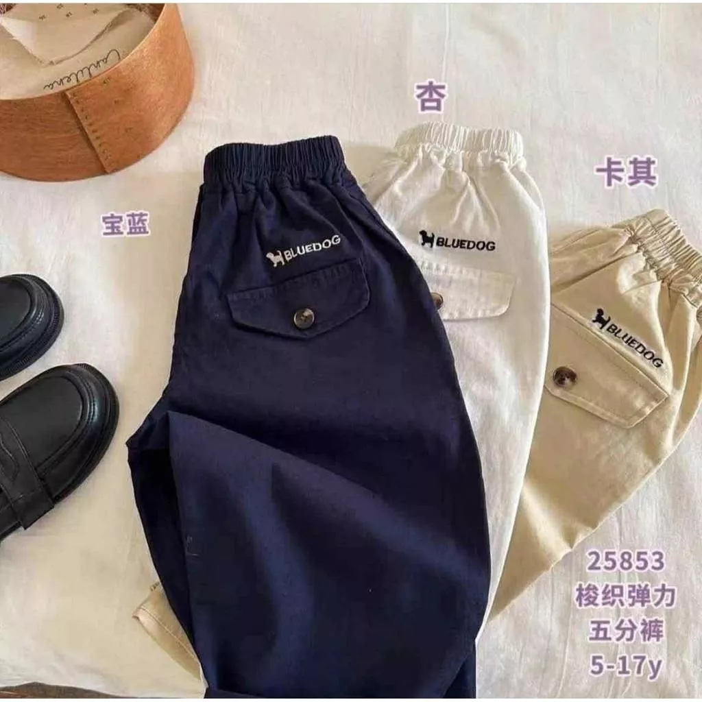 北屯實體店❤現貨 後刺繡字母造型翻蓋休閒短褲✩米米童著-E0611