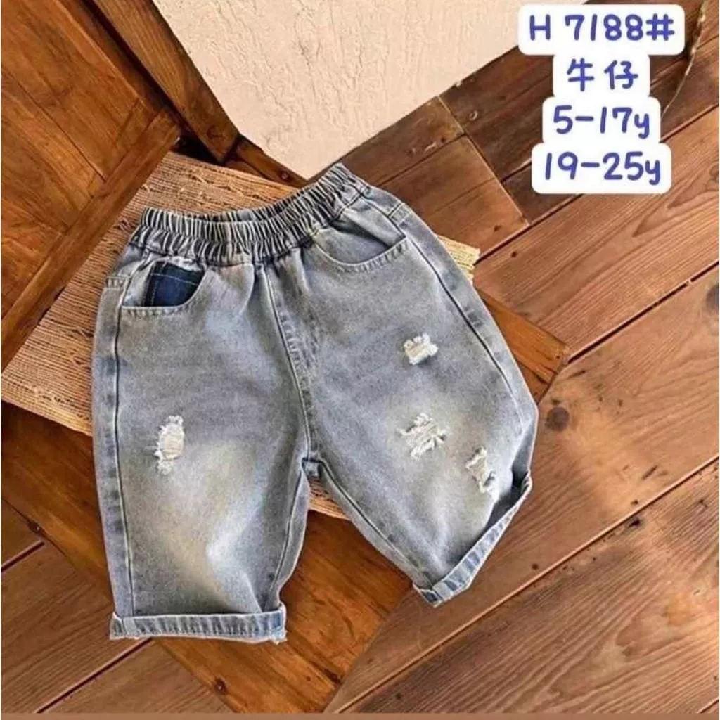 北屯實體店❤現貨 刷破牛仔短褲✩米米童著-E0608