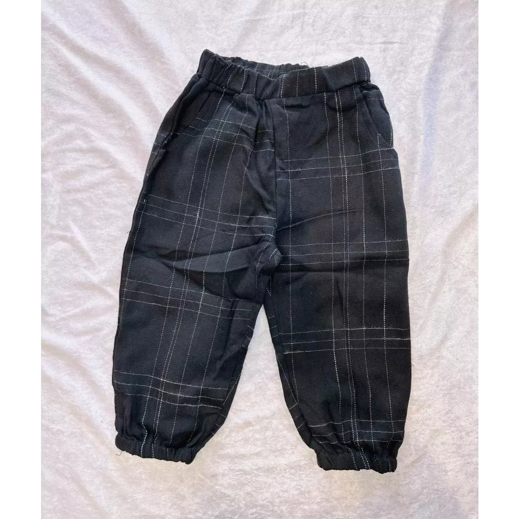 北屯實體店❤現貨 線條格子縮口休閒長褲✩米米童著-D0538