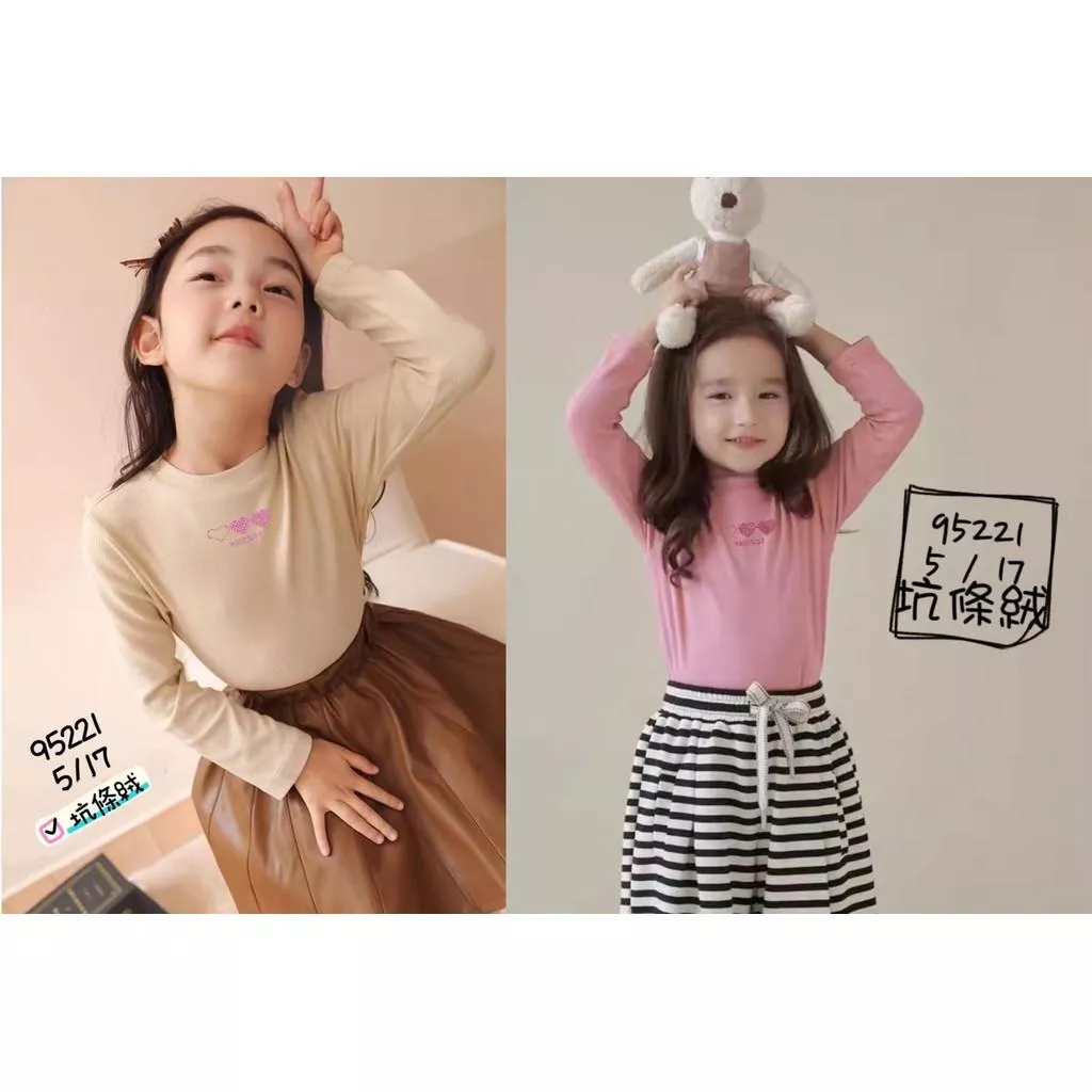 北屯實體店❤現貨 Q彈德絨 三愛心圓領長袖上衣✩米米童著-A0157
