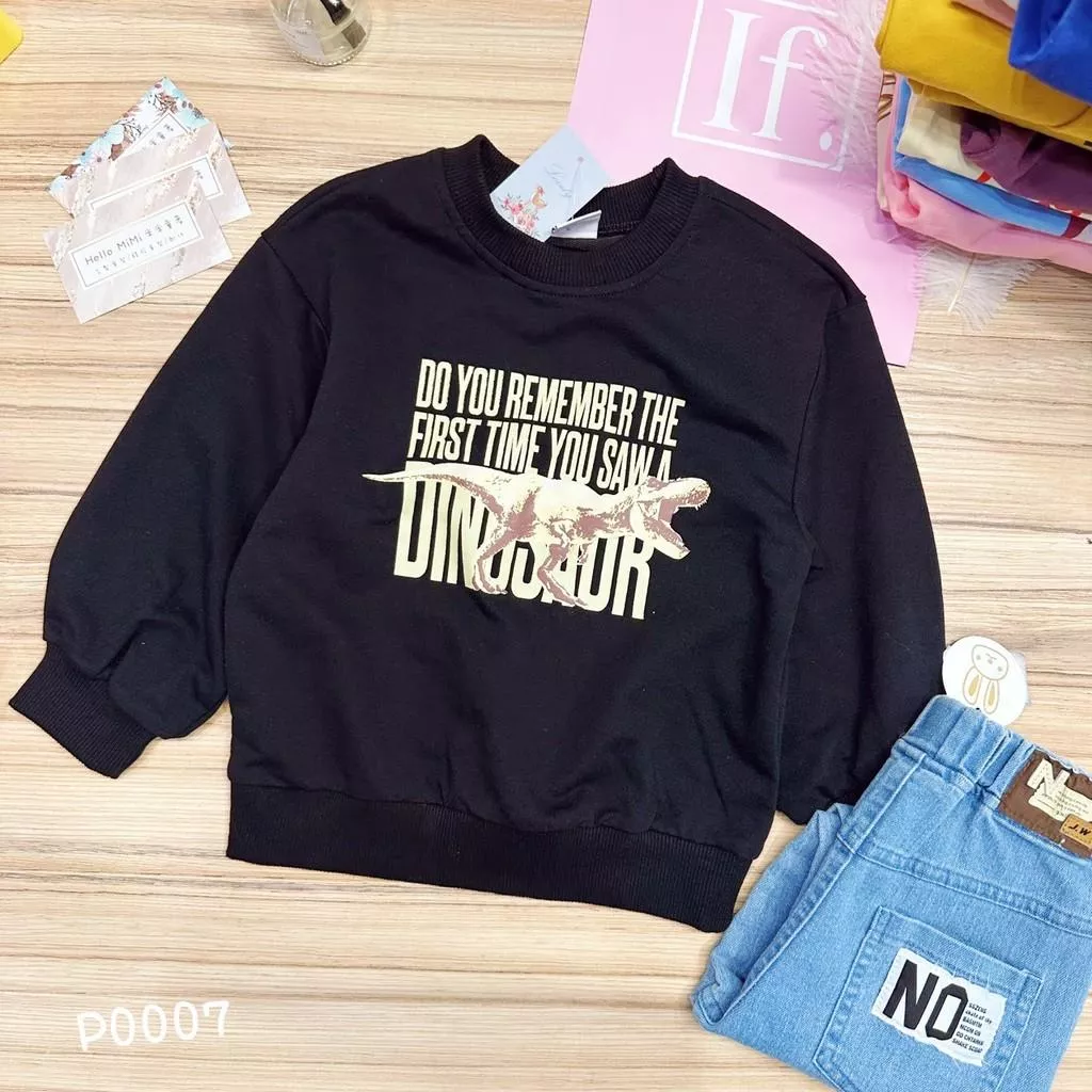 北屯實體店❤現貨 恐龍字母圓領大學T 長袖上衣✩米米童著-P0007