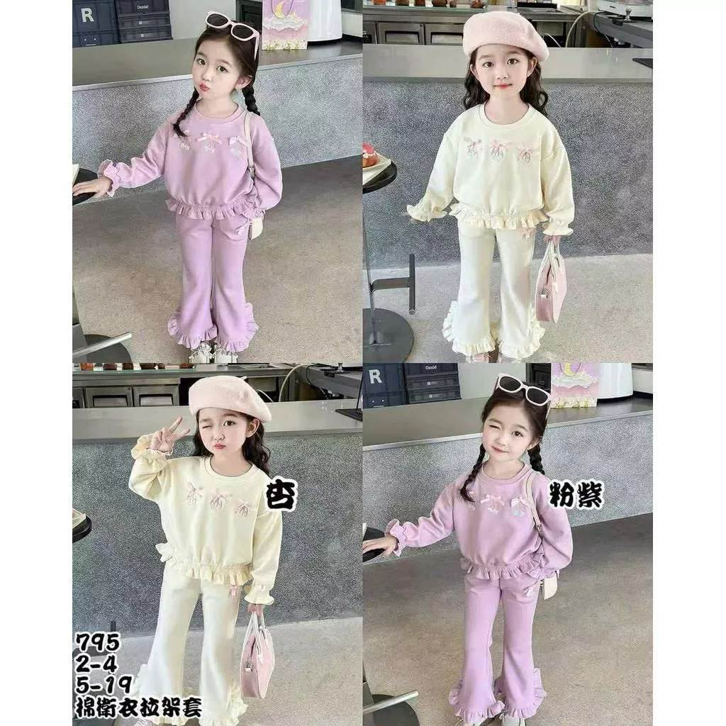 北屯實體店❤現貨 寶寶&中小童 蝴蝶結大學T 套裝✩米米童著-A0120