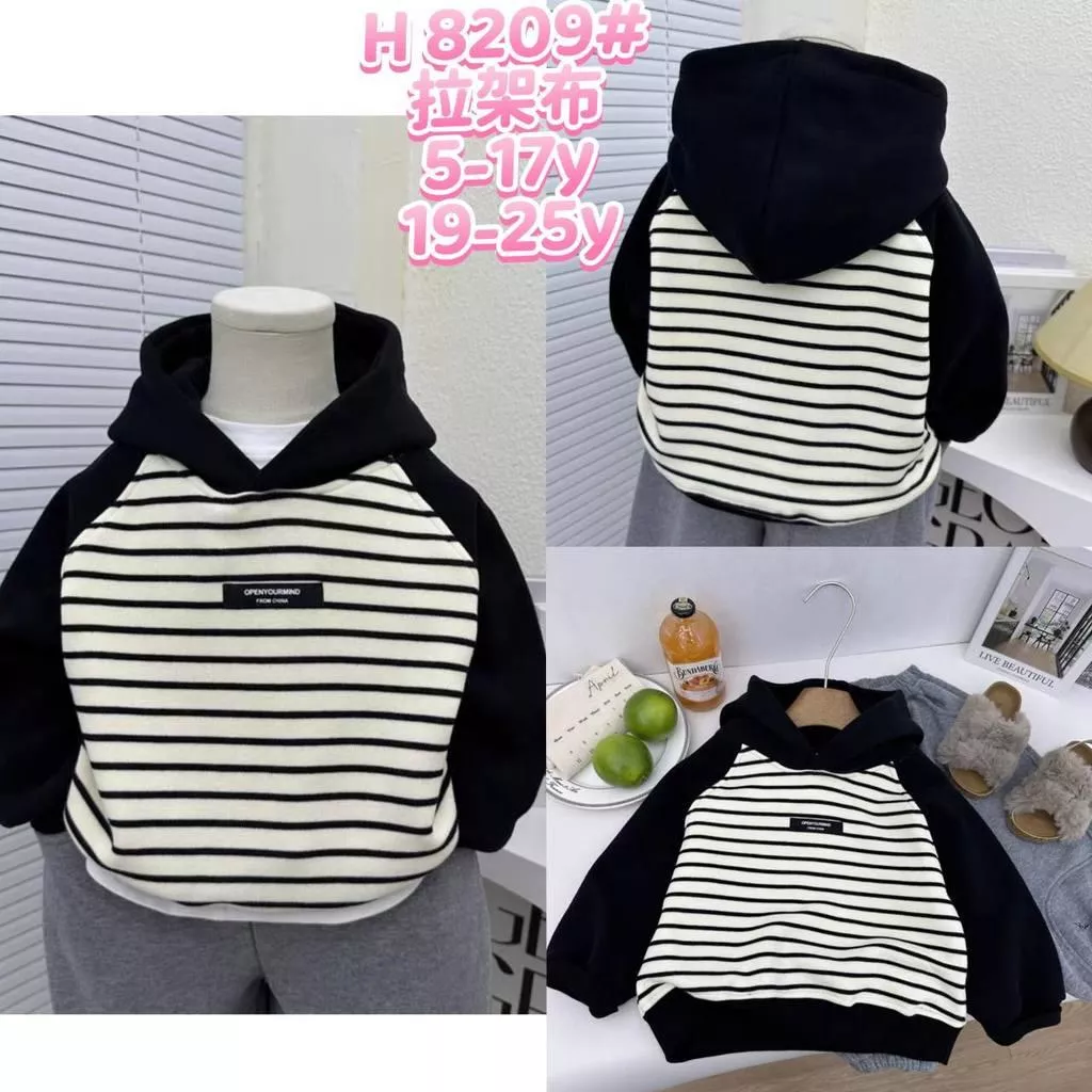 北屯實體店❤現貨 小標籤條文拼接袖長袖帽T✩米米童著-A0142