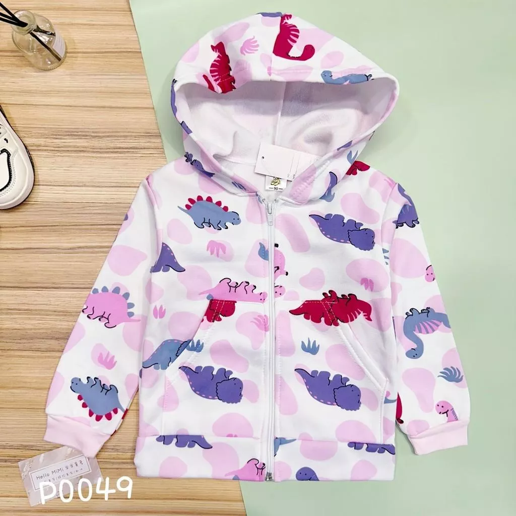 北屯實體店❤現貨 粉恐龍刷毛連帽外套✩米米童著-P0049