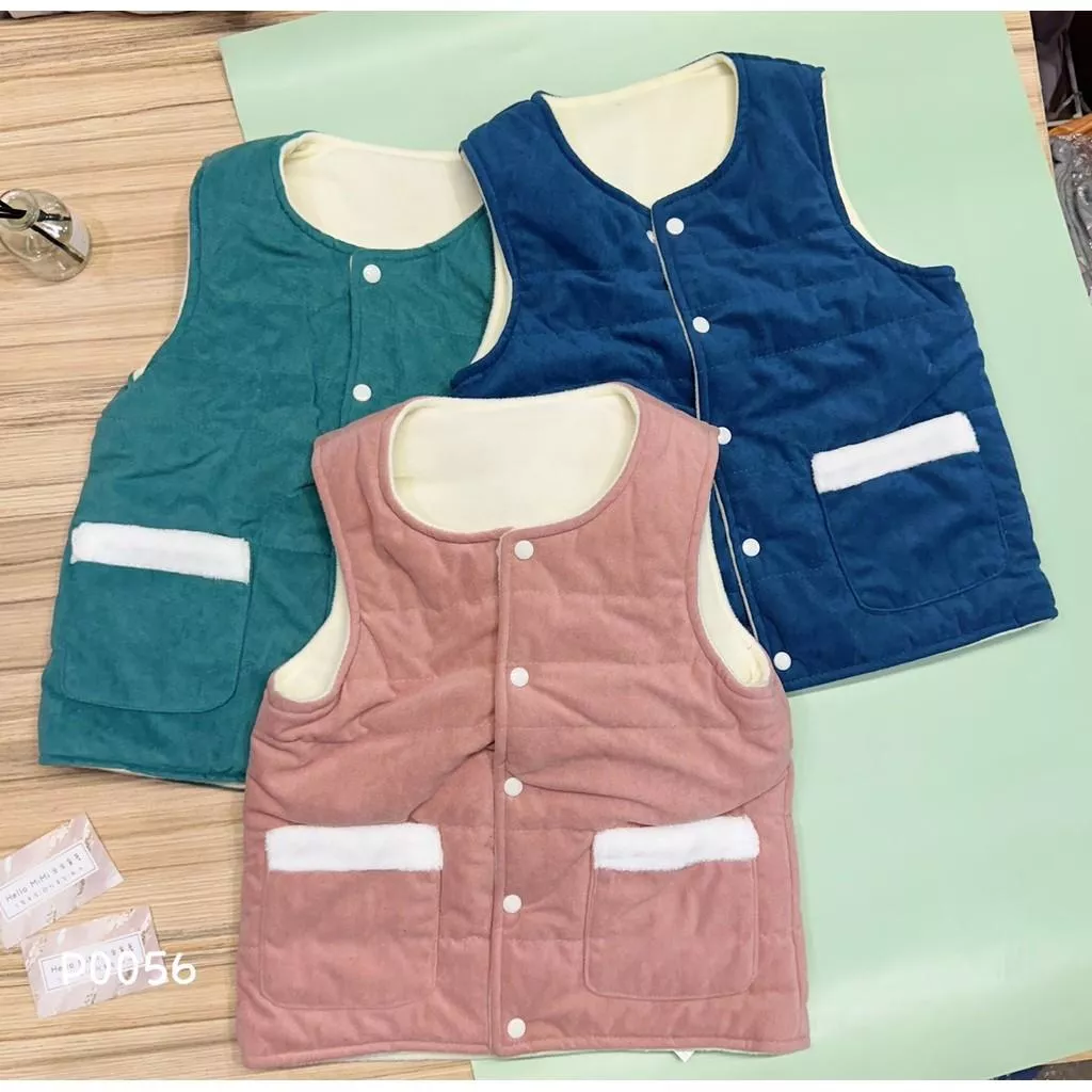 北屯實體店❤現貨 絨布面鋪棉背心✩米米童著-P0056