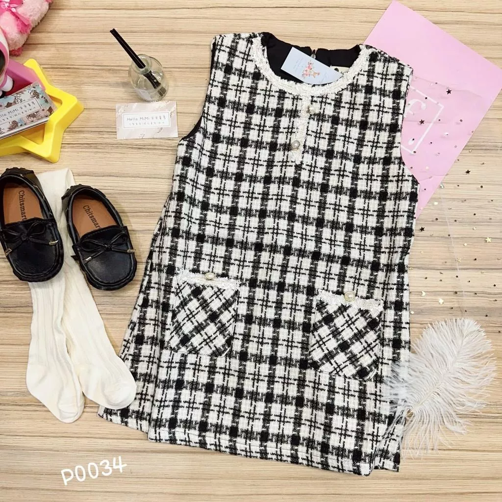 北屯實體店❤現貨 格紋學院風背心洋裝✩米米童著-P0034