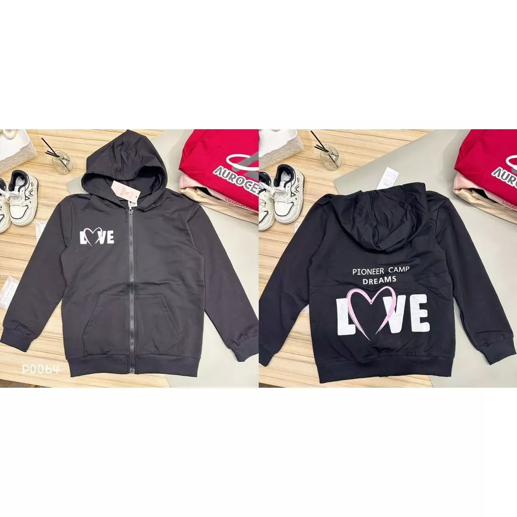 北屯實體店❤現貨 大童 LOVE 拉鍊連帽外套✩米米童著-P0064