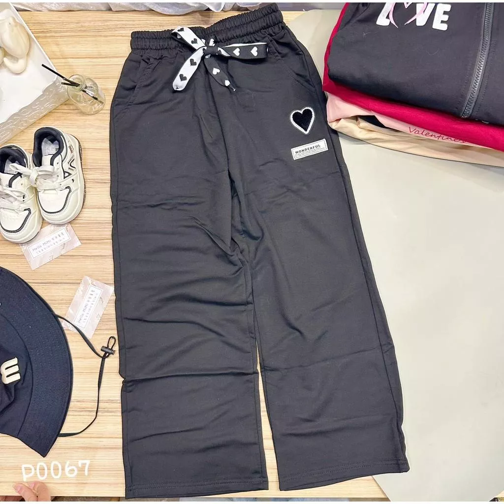 北屯實體店❤現貨 大童 愛心綁帶棉寬褲✩米米童著-P0067