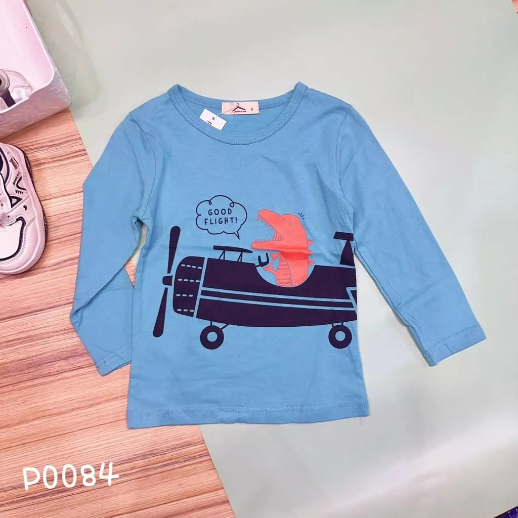 北屯實體店❤現貨 飛機恐龍圓領長袖上衣✩米米童著-P0084