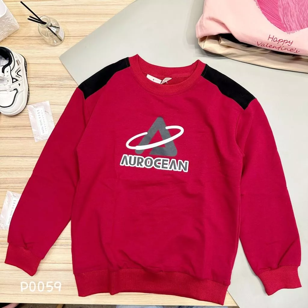 北屯實體店❤現貨 大童 拼接色字母圓領大學T✩米米童著-P0059