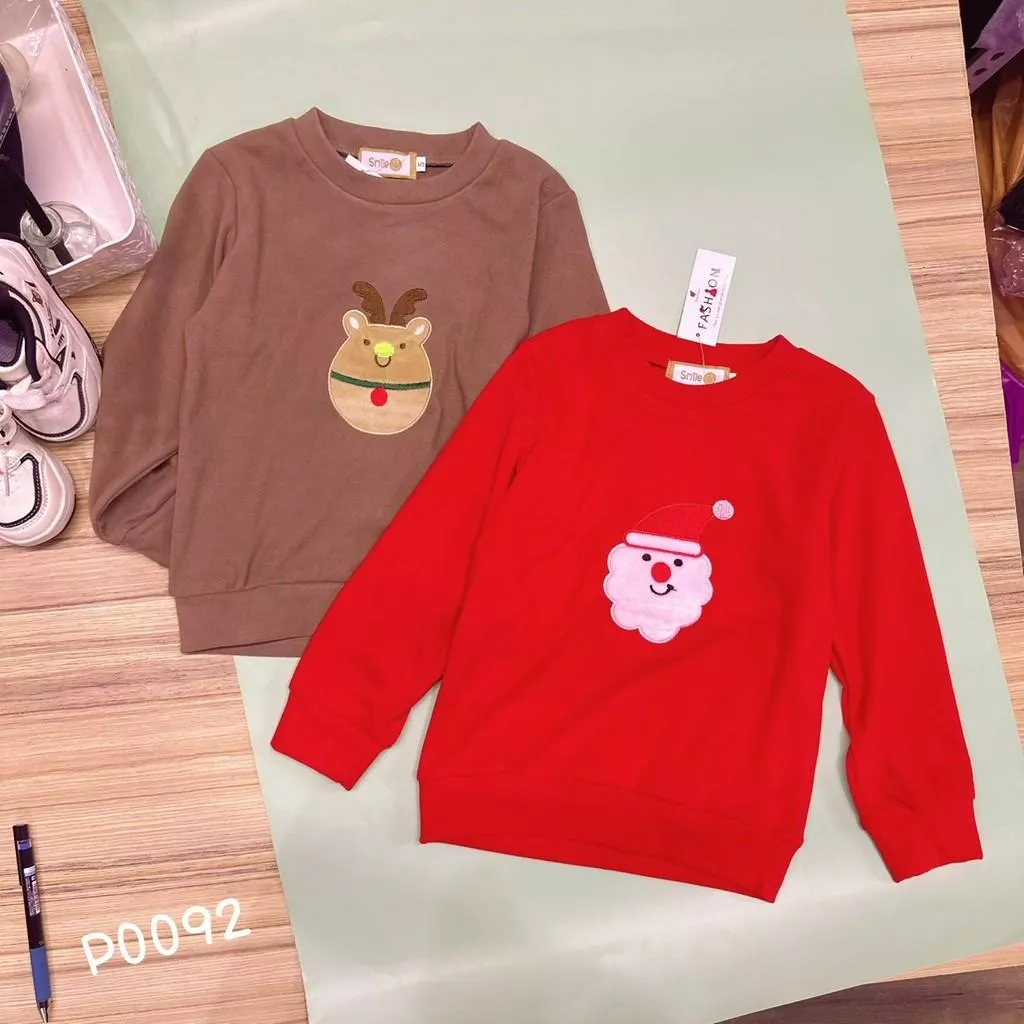 北屯實體店❤現貨 Q彈德絨 聖誕款 聖誕老公公/馴鹿 長袖上衣✩米米童著-P0092