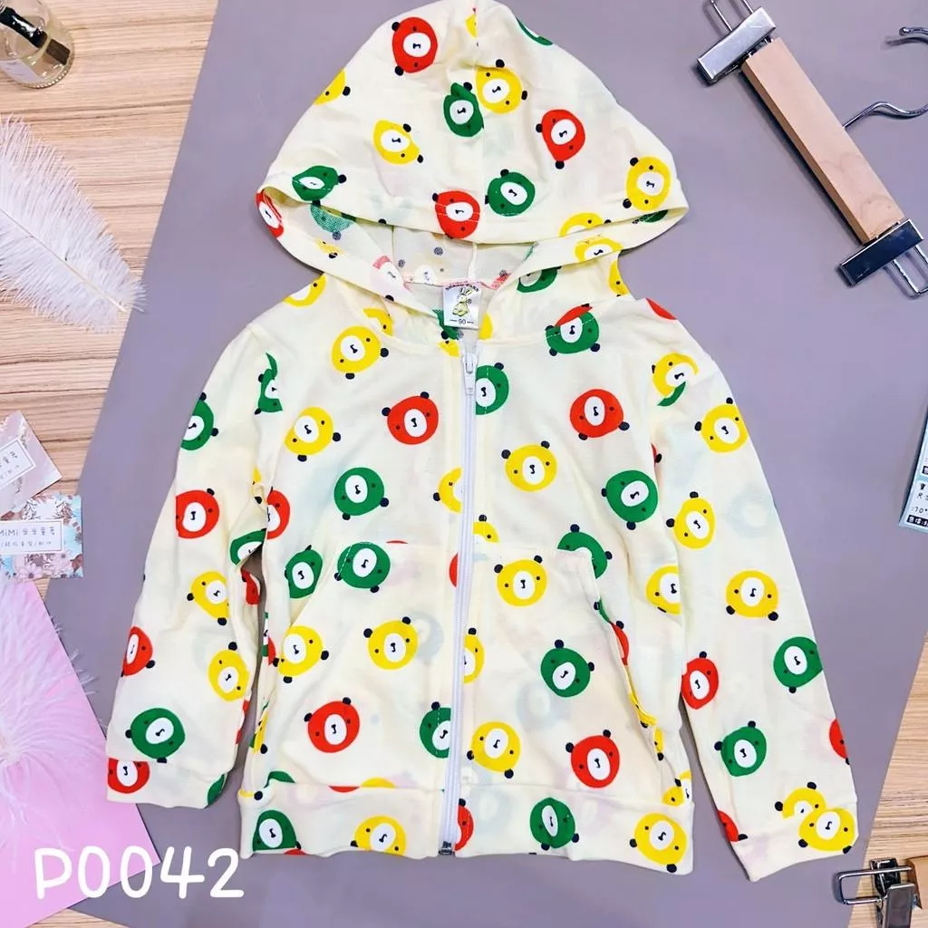 北屯實體店❤現貨 台灣製 滿版熊頭連帽薄款外套✩米米童著-P0042