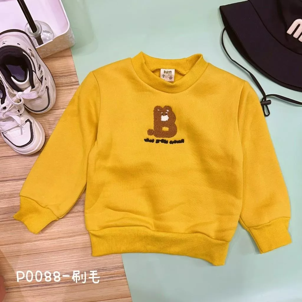 北屯實體店❤現貨 刷毛-毛氈字母B刷毛大學T✩米米童著-P0088