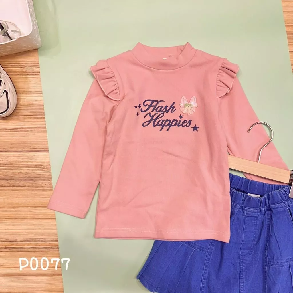 北屯實體店❤現貨 Q彈德絨-花邊小立領長袖上衣✩米米童著-P0077