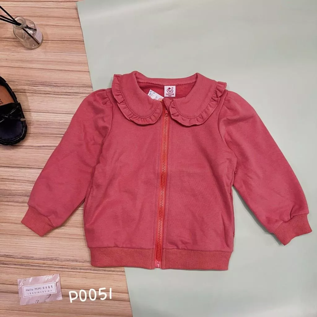 北屯實體店❤現貨 磨毛 花邊領拉鍊外套✩米米童著-P0051
