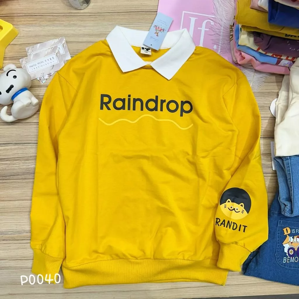 北屯實體店❤現貨 大童 黃色領口上衣✩米米童著-P0040