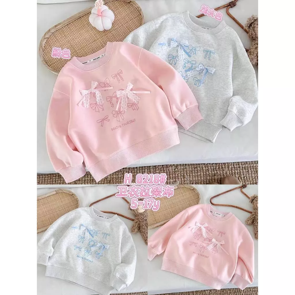 北屯實體店❤現貨 蕾絲蝴蝶結圓領大學T✩米米童著-A0201