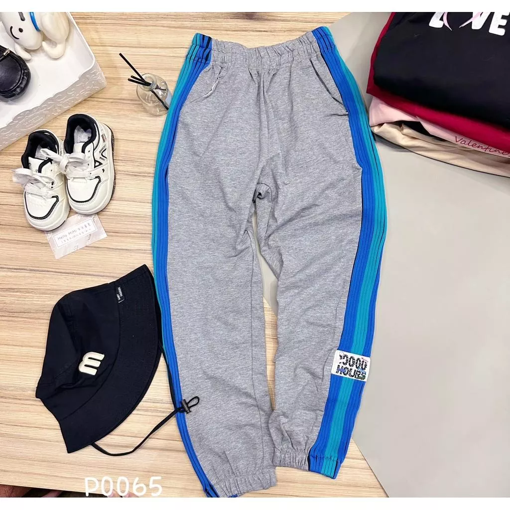 北屯實體店❤現貨 大童 拚色線條棉長褲✩米米童著-P0065