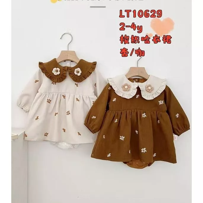 北屯實體店❤現貨 寶寶款 日系花朵翻領長袖包屁裙✩米米童著-A0269