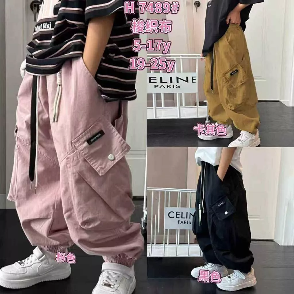 北屯實體店❤現貨 休閒標籤縮腳工裝褲✩米米童著-A0235