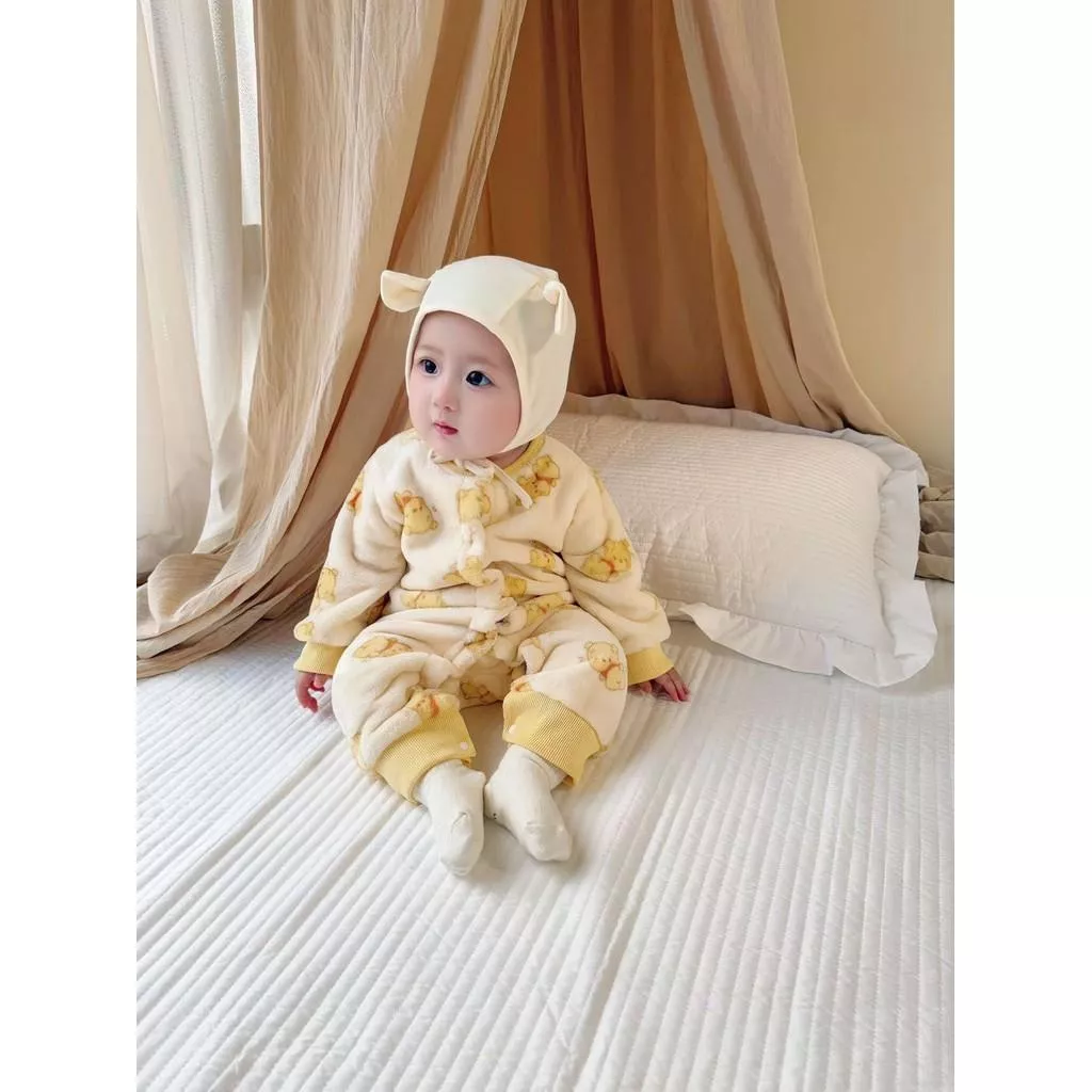 北屯實體店❤現貨 日單 寶寶款 法蘭絨 排扣連身衣✩米米童著-A0246