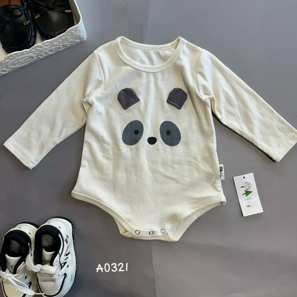 北屯實體店❤現貨 寶寶款 親膚韓國棉 熊貓大臉長袖包屁衣✩米米童著-A0321